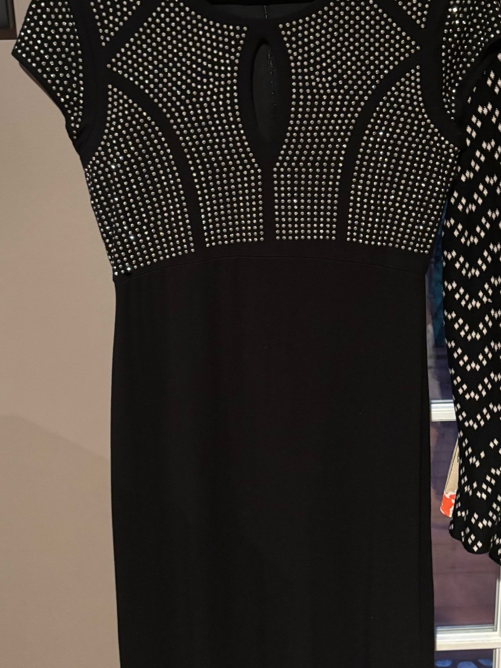 Philosophy Black Midi Dress with Silver Stud Accents